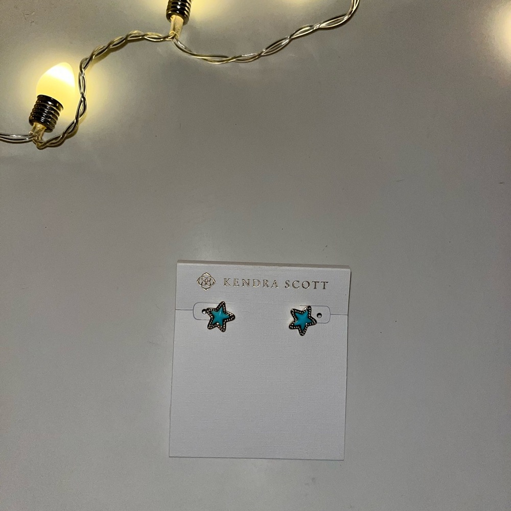 Kendra Scott Blue and Gold Star Stud Earrings
